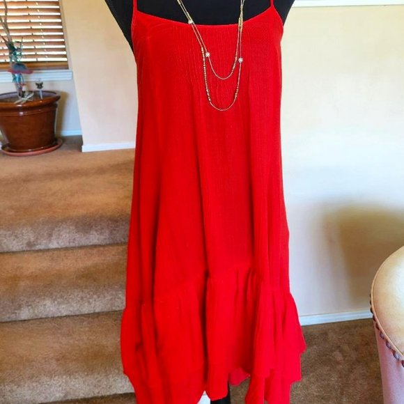 Free People Red Spaghetti Strap Dress - Size XS - Picture 2 of 9